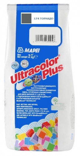 <b>Затирка</b> <b>Mapei</b> Ultracolor Plus №174 (Торнадо) 2 кг Страна: Россия, Вес: 2, Кратность отгрузки: Любая