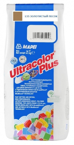 <b>Затирка</b> <b>Mapei</b> Ultracolor Plus №135 (Золотистый песок) 2 кг Страна: Россия, Срок годности: 1