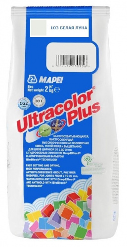 <b>Затирка</b> <b>Mapei</b> Ultracolor Plus №103 (Белая луна) 2 кг Страна: Россия, Вес: 2, Кратность отгрузки: