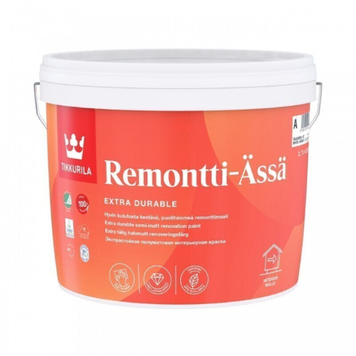 Tikkurila Remontti Assa/<b>Тиккурила</b> Ремонтти Ясся моющаяся акрилатная <b>краска</b> для стен и потолков