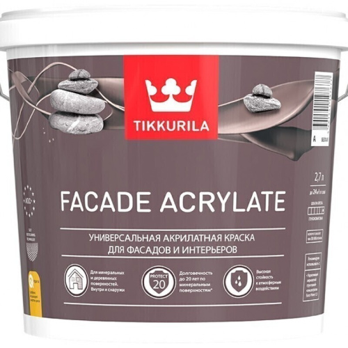 Tikkurila Facade Acrylate/<b>Тиккурила</b> Фасад Акрилат универсальная акрилатная <b>краска</b> для фасадов и интерьеров