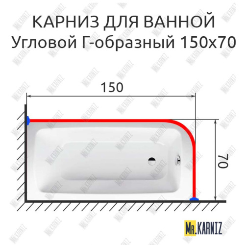 Карниз для ванной угловой 140х70