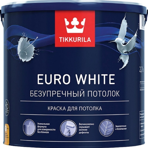 Tikkurila Euro White / <b>Тиккурила</b> Евро Уайт глубокоматовая <b>краска</b> для потолка