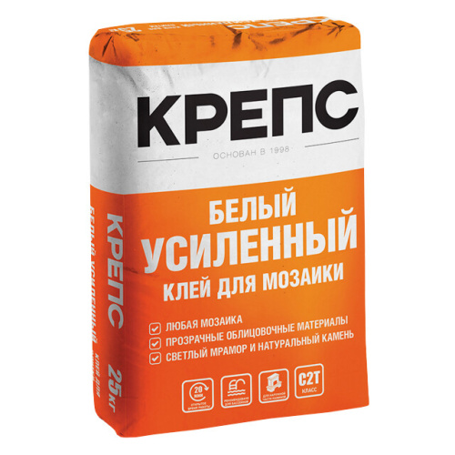 <b>клей</b> <b>для</b> керам.<b>плитки</b> КРЕПС усиленный 25кг, арт.70313 Вес: 25, Применение: <b>для</b> внутренних, наружных