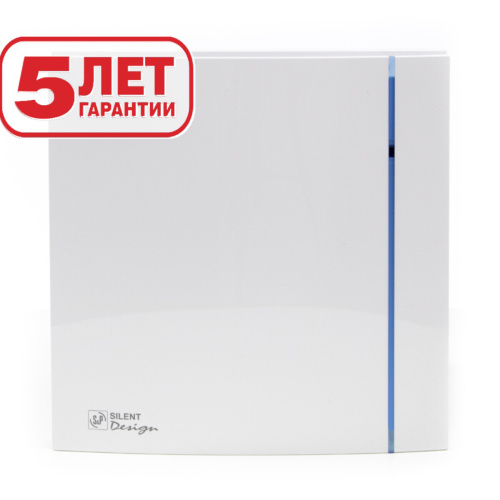 Тихий вытяжной вентилятор с <b>таймером</b> 100 мм, Soler&Palau Silent-100 CRZ Design White, обратным клапаном, без цветных полосок (<b>для</b> ванной, кухни, <b>санузла</b>), накладной