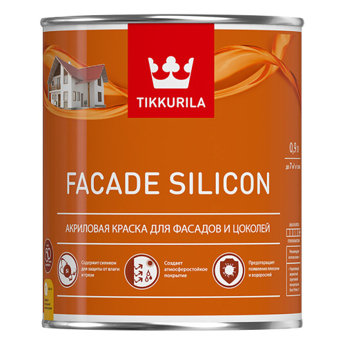 <b>Краска</b> "Facade silicon" База С 0,9 л акриловая для фасадов и цоколей "<b>Тиккурила</b>"