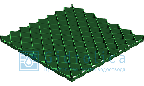 Решётка <b>газонная</b> 600х600х40 Gidrolica® Eco Pro Рг-60.60.4 пластиковая зелёная класс С250 Тип: