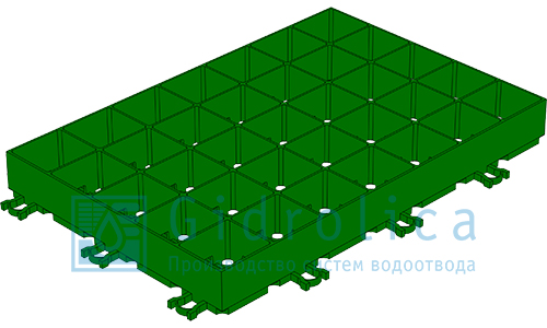 <b>Газонная</b> решётка 600х400х64 Gidrolica® Eco Super Рг-60.40.6,4 пластиковая зелёная класс D400 Тип: